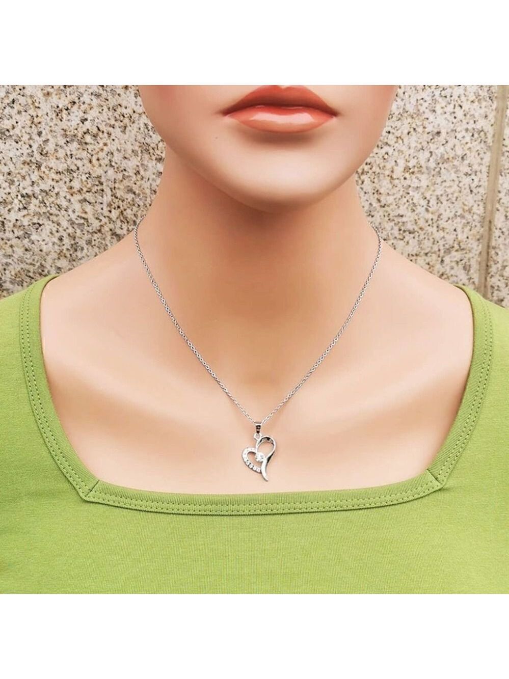 Simple Style Heart Shaped Chain and Pendant in Titanium Inlay Rhinestone… - Picture 2 of 4